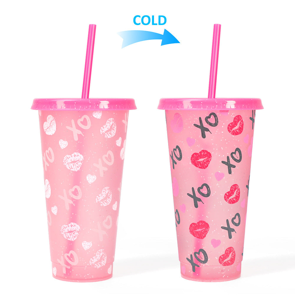 Valentine's Day new glitter color-changing cup