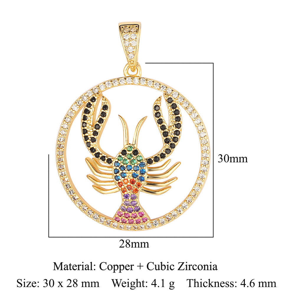 Colgante de cobre y circonita con forma de sol y loto de dinosaurio 