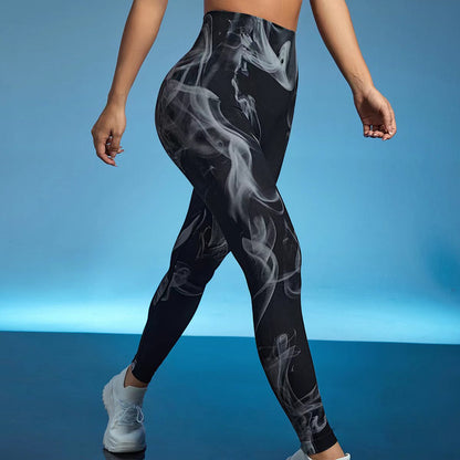 Pantalones de yoga sin costuras color melocotón para levantamiento de glúteos Leggings deportivos moldeadores de cintura alta 