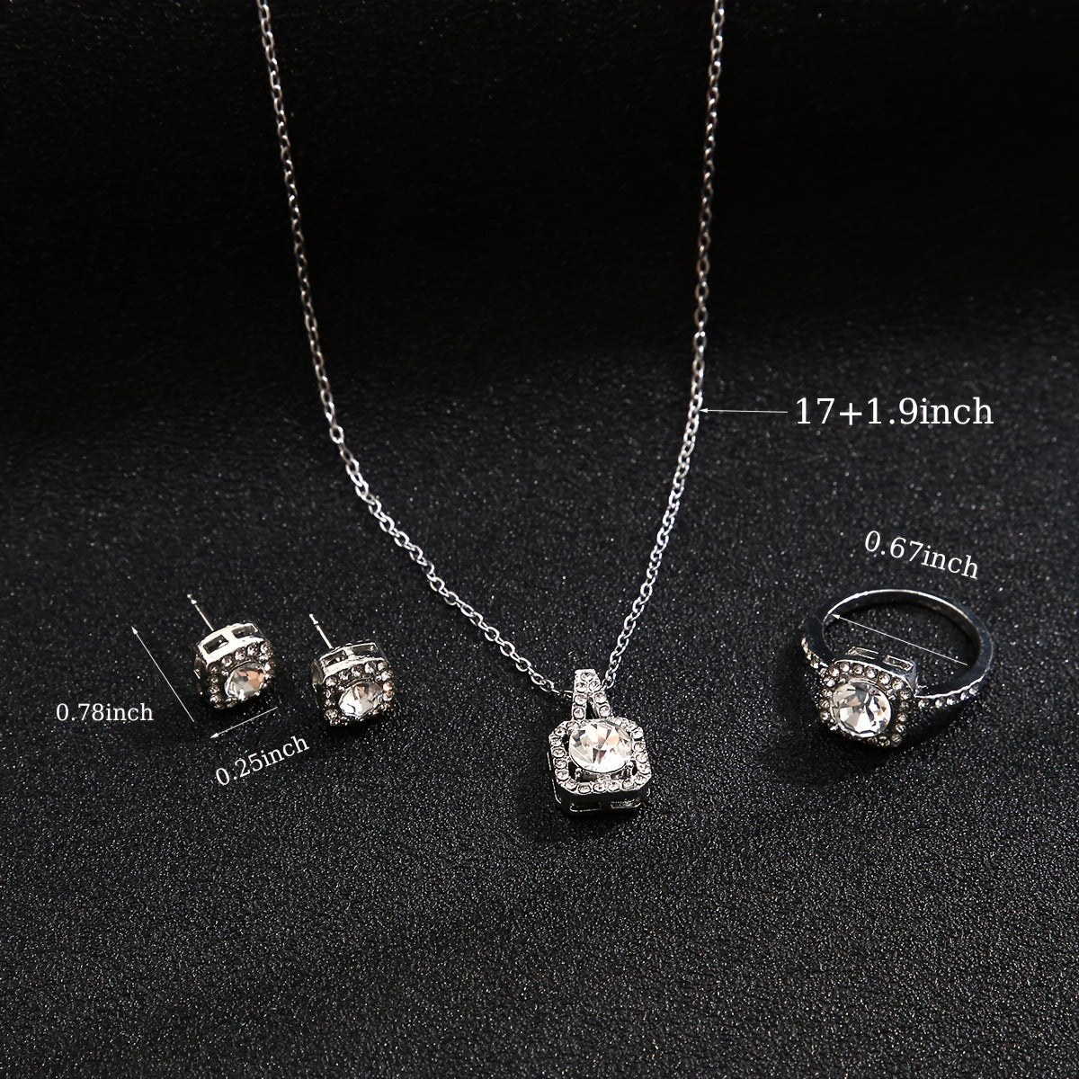 Square Cut Zirconia Jewelry Set