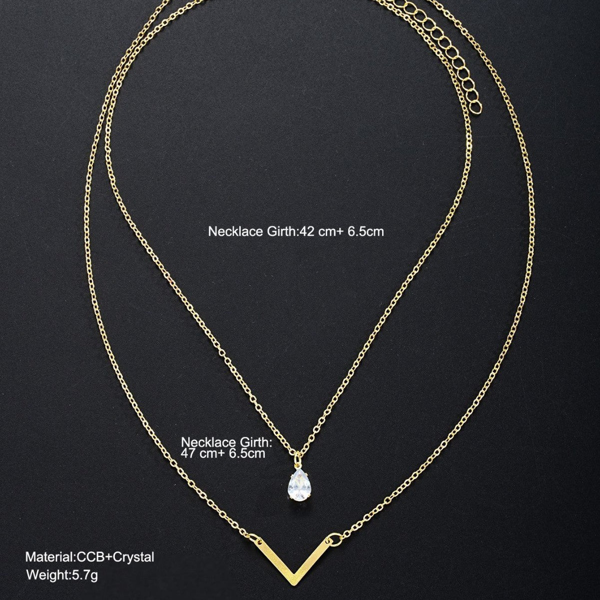 Zircon V-Drop Necklace Set