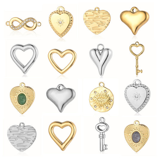 Peach Heart Infinity Symbol Stainless Steel Pendant
