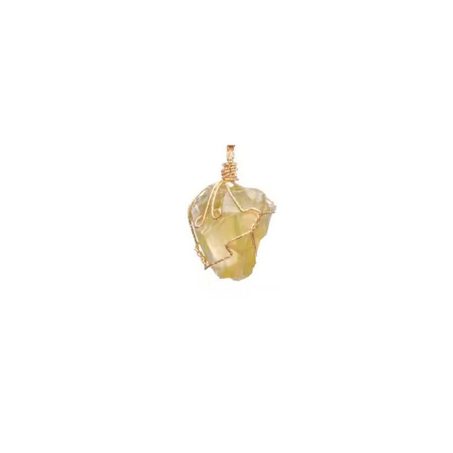 Hand-wound amorphous raw stone crystal wire pendant