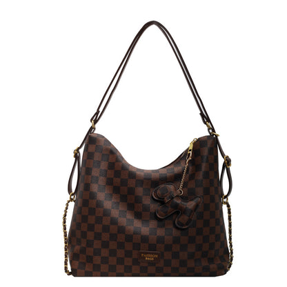 Retro fashion contrasting color plaid tote bag