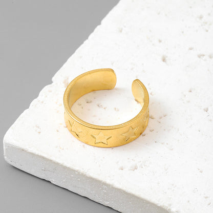 18K real gold titanium steel ring