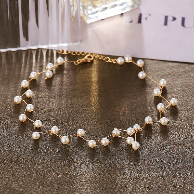 Retro Imitation Pearl Wedding Necklace