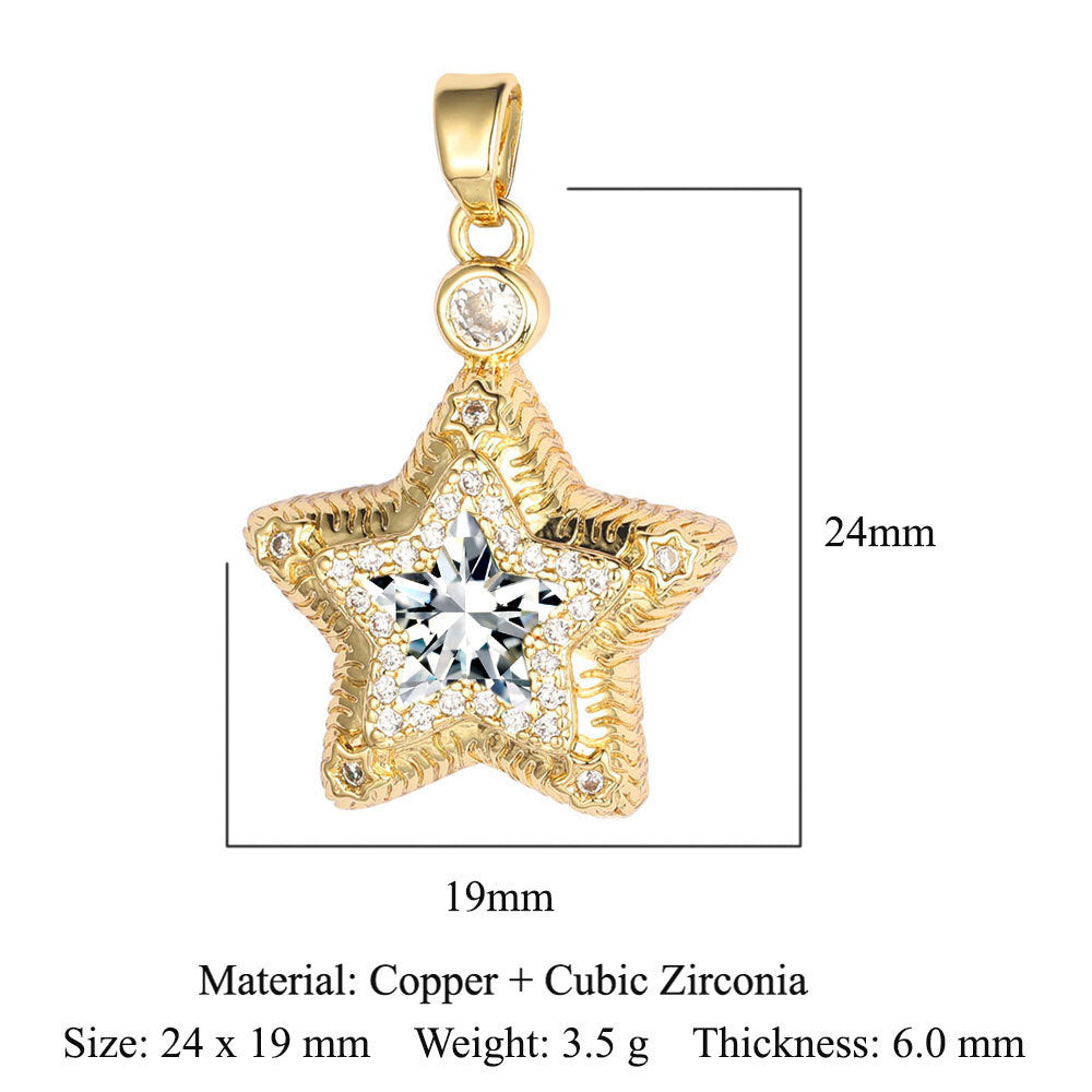 Palm flower sun color zirconium copper pendant
