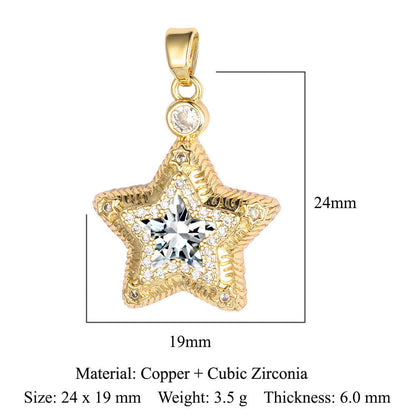 Palm flower sun color zirconium copper pendant