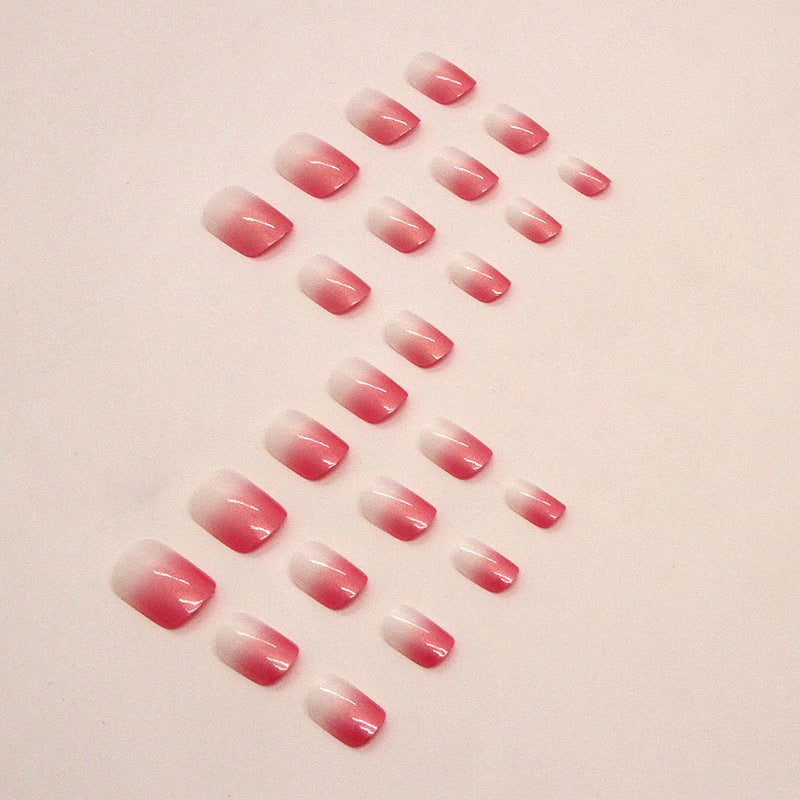 Uñas postizas Aurora con degradado magenta corto 