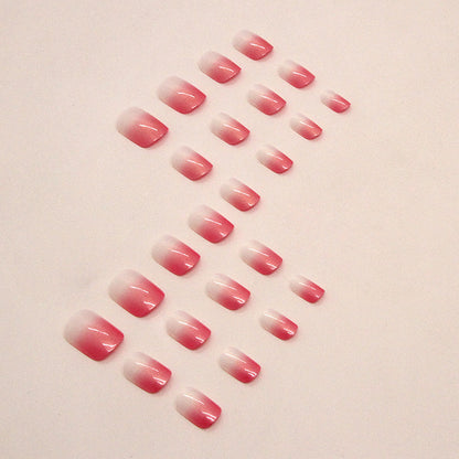 Uñas postizas Aurora con degradado magenta corto 