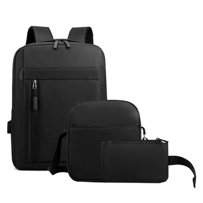 Three-piece USB charging backpack computer bag