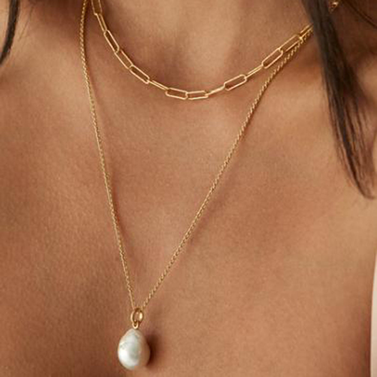 Pearl Double Layer Long Necklace
