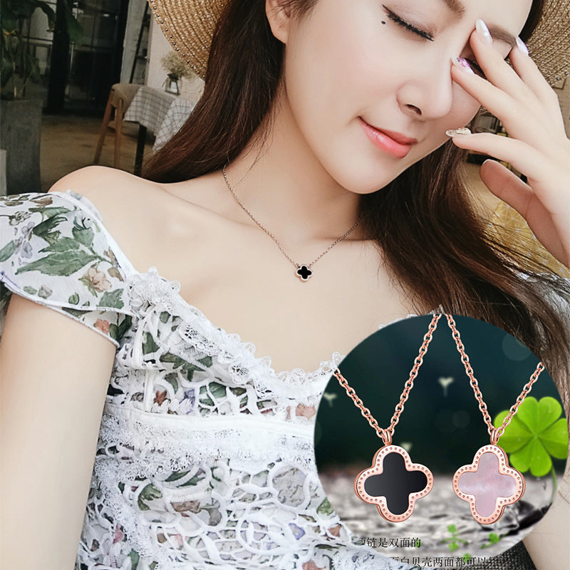 Non-Fading Titanium Steel Four-Leaf Clover Necklace — Simple Versatile Gift