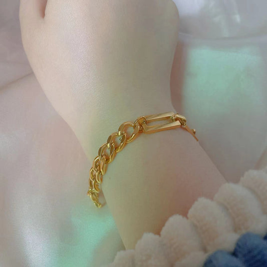 Titanium Steel Spliced Hip-Hop Collarbone Necklace