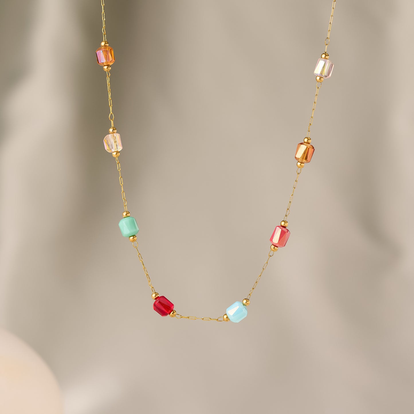 Titanium Steel Crystal Collarbone Necklace