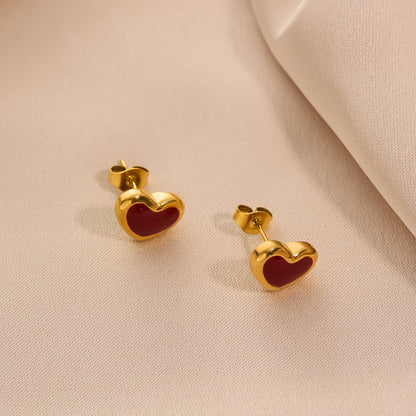 peach heart stud earrings