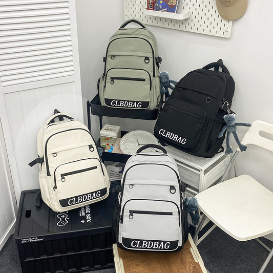 Solid color backpack large capacity school bag