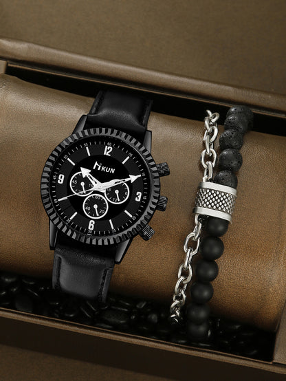 Sports Watch Beaded Bracelet Set