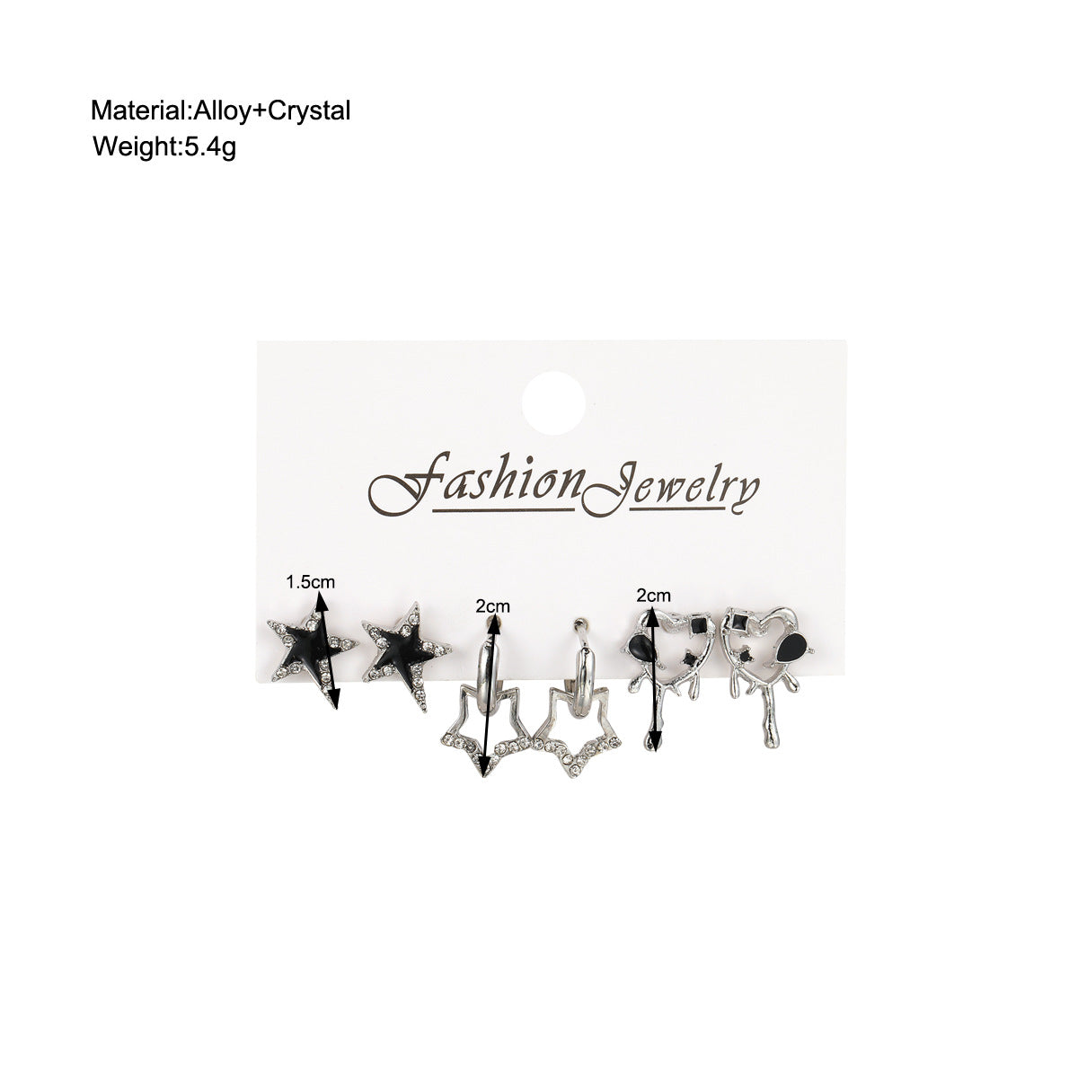 Dark Love Pentagram Zircon Stud Earrings