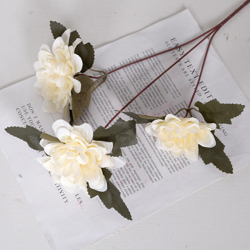 Simulation flower 3 heads dahlia silk flower fake flower peony flower