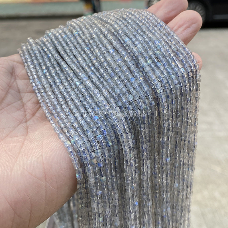 2Mm natural gray moonstone small square loose beads