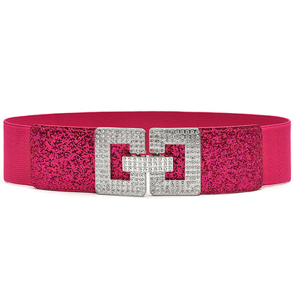 Full diamond elastic wide belt