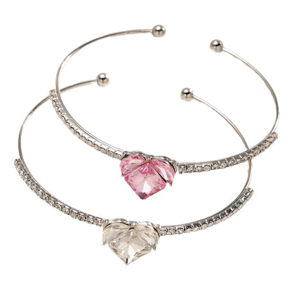 Pink Diamond Heart Zircon Bracelet 2-Piece Set