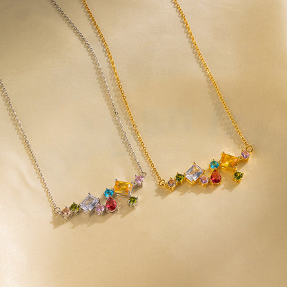 Colar de gota de zircão colorido doce, simples e chique 