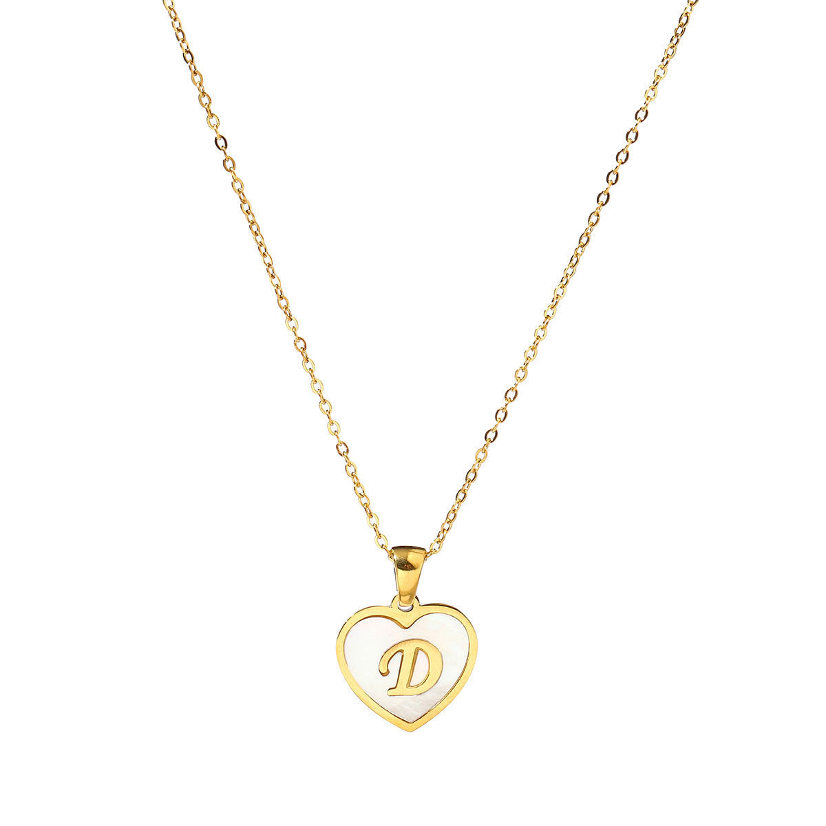 Titanium steel heart-shaped 26 English letter necklace