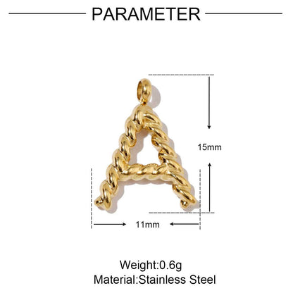 18k real gold titanium steel 26 letter necklace pendant