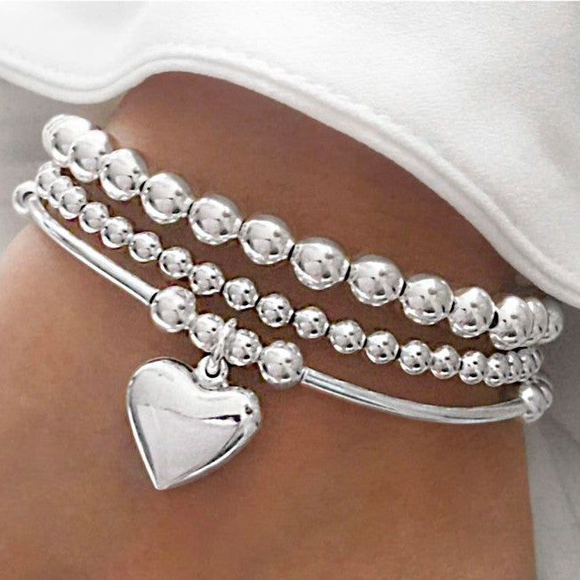 Love Pendant Beaded Bracelet Set