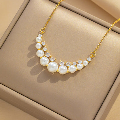 Unique Chic Pearl Titanium Steel Necklace Set
