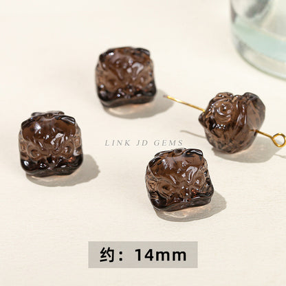 Obsidian carving ice obsidian nine-tailed fox loose beads