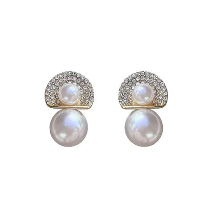 Fan-shaped design full drill stud earrings