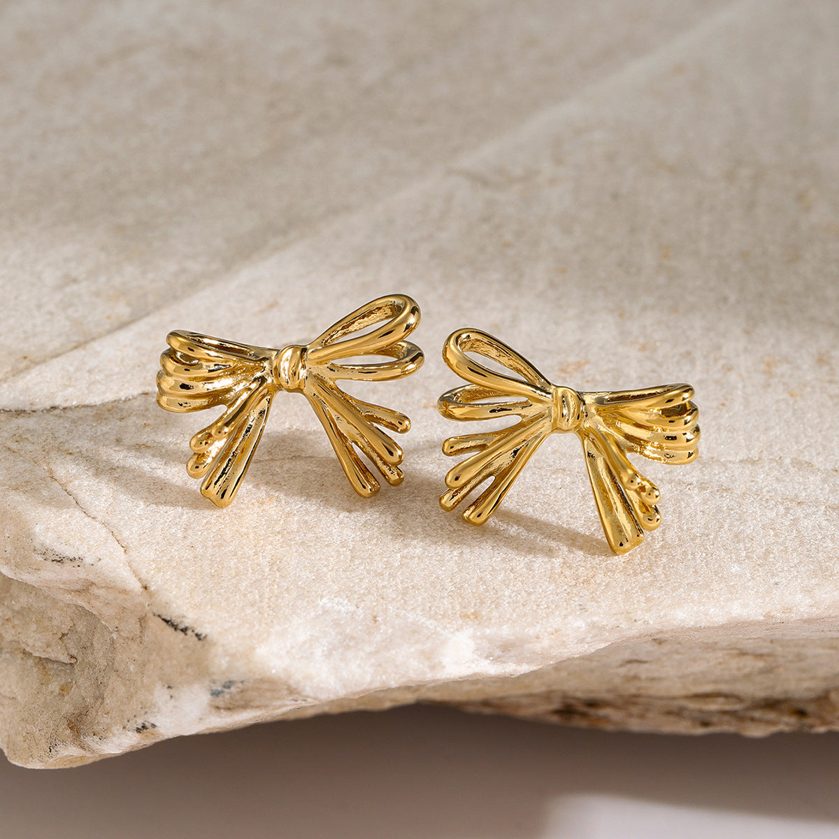 16k gold bow earrings for women