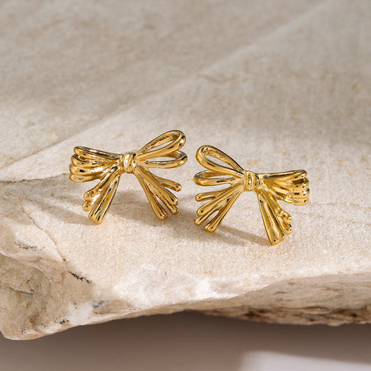 16k gold bow earrings for women