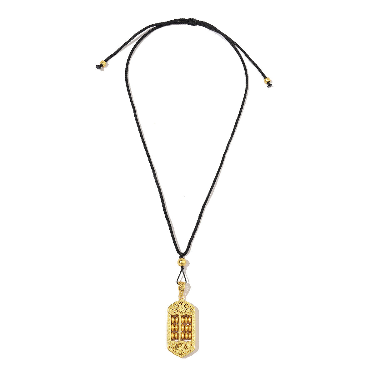 Collar de oro y arena con forma de calabaza y dios de la riqueza bañado en oro real de 24 quilates 