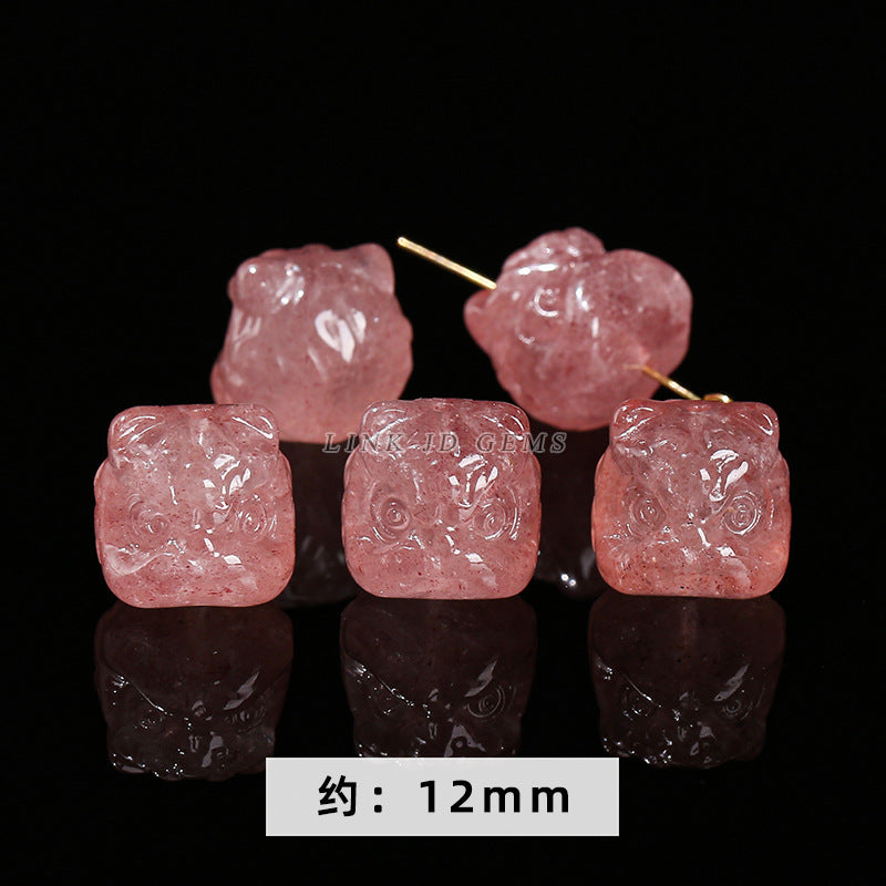 Gray Moonlight Pixiu Red Strawberry Crystal Pendant