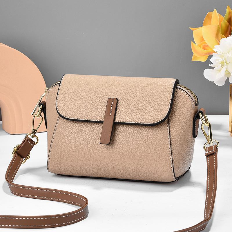 Double-layer solid color buckle shell bag