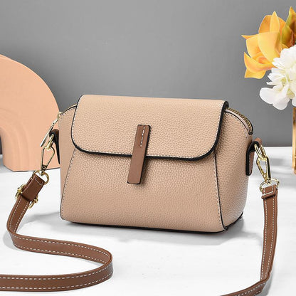 Double-layer solid color buckle shell bag
