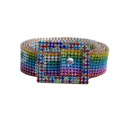 Colorful nine-row full rhinestone belt