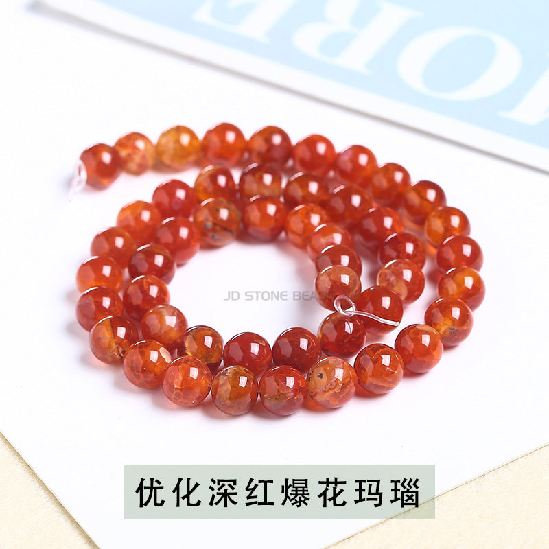 Accesorios de joyería con cuentas sueltas de ágata con patrón de dragón rojo 