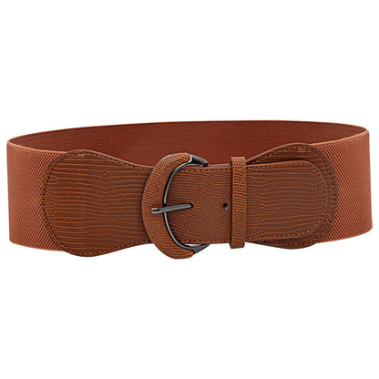 Faux leather elastic wide belt