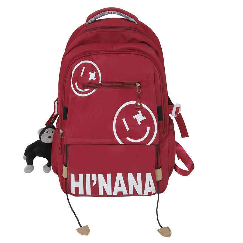 Backpack with smiley face print