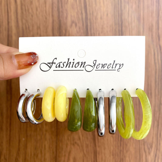5-Piece Acetate C-Hoop Earring Set