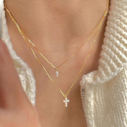 Cross teardrop pendant clavicle necklace