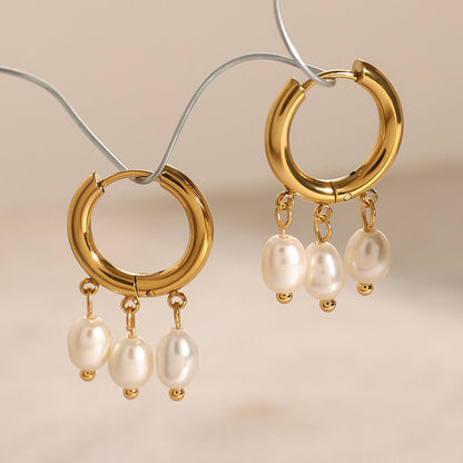 Stainless steel pearl earrings