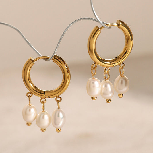Stainless steel pearl earrings