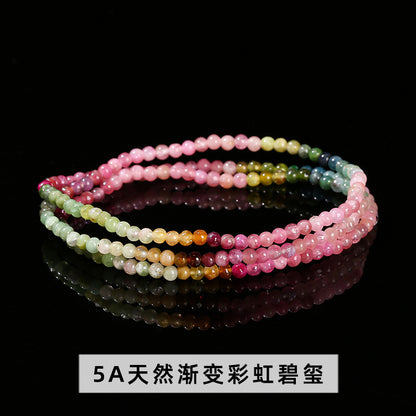 Colorful tourmaline three-ring bracelet 4mm