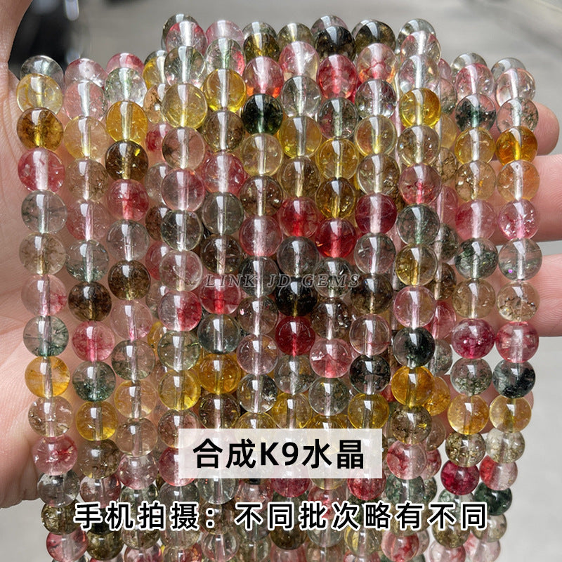 Perlas sueltas redondas de cristal sintético fantasma verde K9 